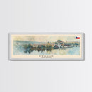 Prague Czech Republic Travel Art, City Art, Framed Canvas Print or Metal Wall Art, Europe Travel Poster, Panoramic Wall Art, Extra Wide Wall Art
