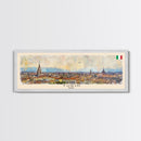 Turin Italy Panoramic Travel Poster, Framed Canvas Print or Metal Wall Art, Travel Art, Home Decor, Panoramic Painting, Midcentury Art