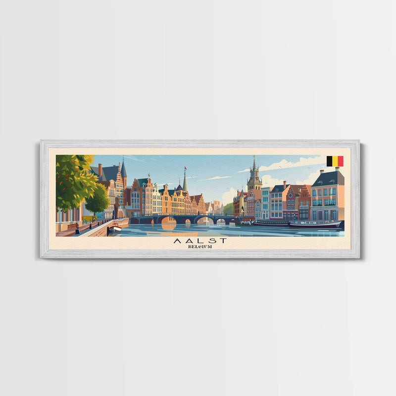 Aalst Belgium Travel Print Wall Art, Panoramic City Art, Travel Art, Wall Decor, Vacation Gift, Framed Canvas Print Or Metal Art