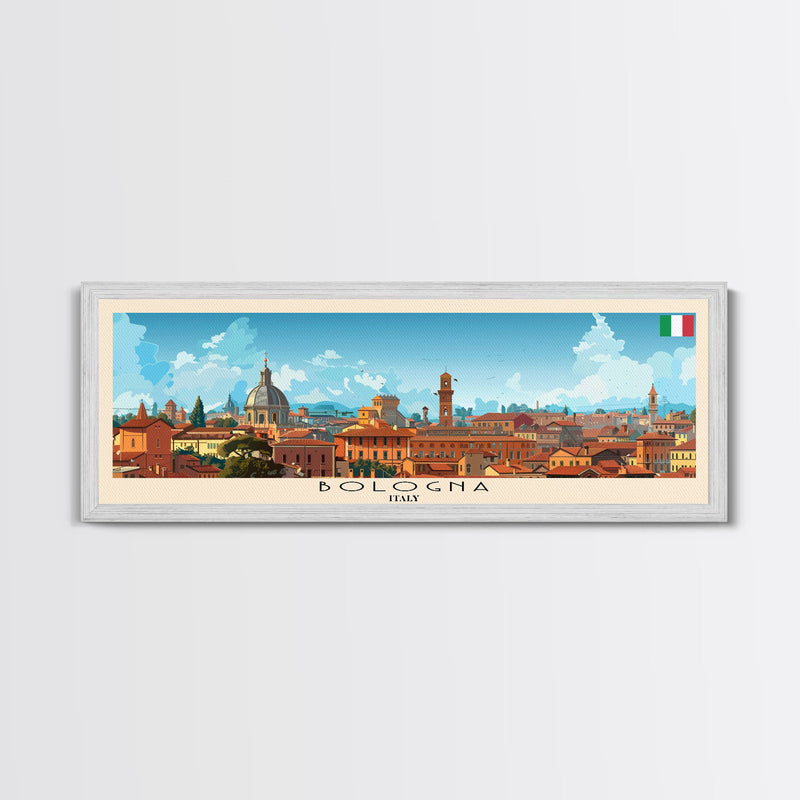 Bologna Italy Wall Art, Panoramic Travel Poster, Panoramic Framed Canvas Print, City Wall Art, Wall Hanging Home Decor, Travel Art