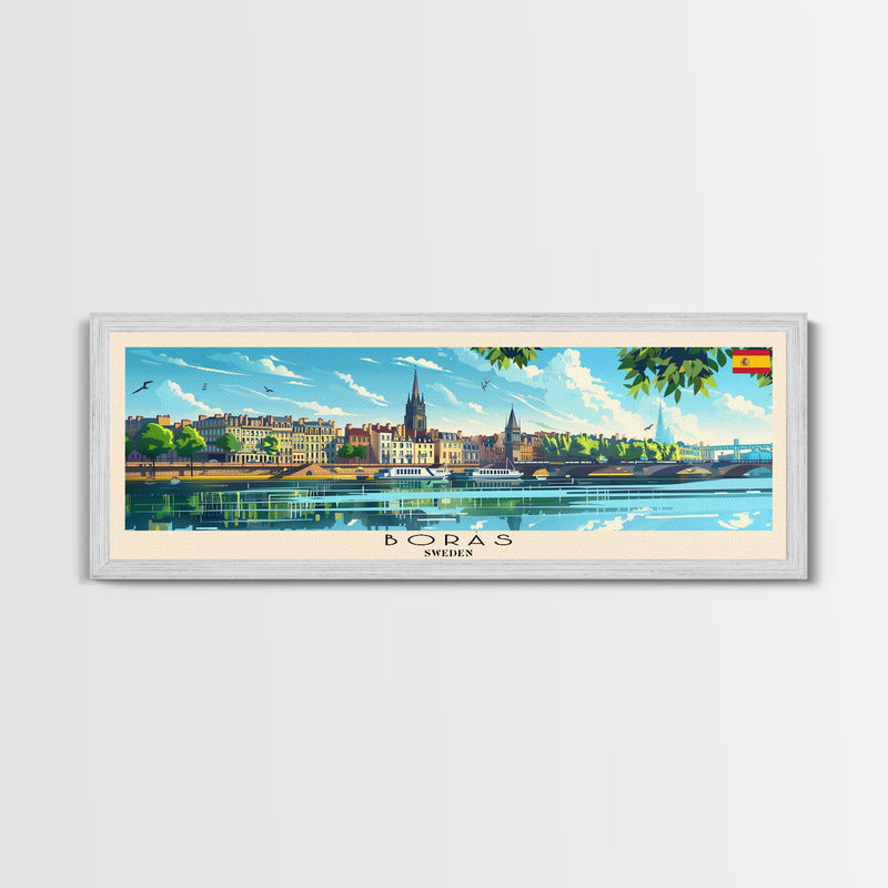 BorÃ¥s Sweden Travel Art, City Art, Framed Canvas Print or Metal Wall Art, Europe Travel Poster, Panoramic Wall Art, Extra Wide Wall Art