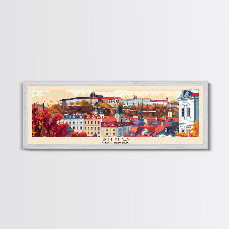 Brno CzechRepublic art Travel Print Wall Art, Panoramic City Art, Travel Art, Wall Decor, Vacation Gift, Framed Canvas Print Or Metal Art