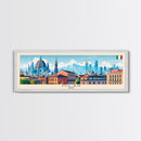 Milan Italy Panoramic Travel Poster, Framed Canvas Print or Metal Wall Art, Travel Art, Home Decor, Panoramic Painting, Midcentury Art