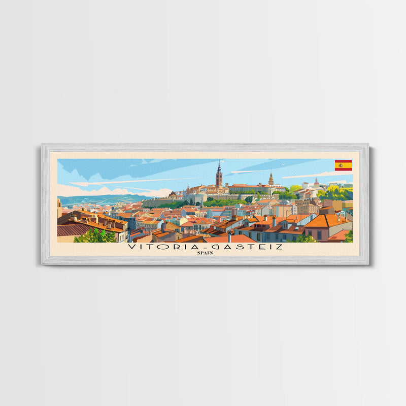 Vitoria Gasteiz Spain Travel Art, City Art, Framed Canvas Print or Metal Wall Art, Europe Travel Poster, Panoramic Wall Art, Extra Wide Wall Art