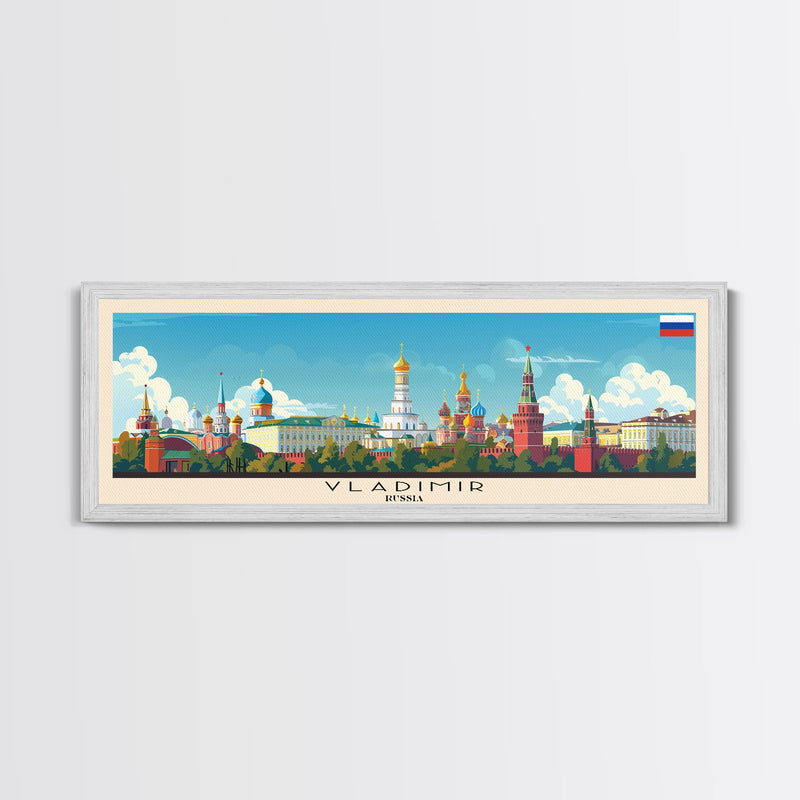 Vladimir Russia Wall Art, Panoramic Travel Poster, Panoramic Framed Canvas Print, City Wall Art, Wall Hanging Home Decor, Travel Art