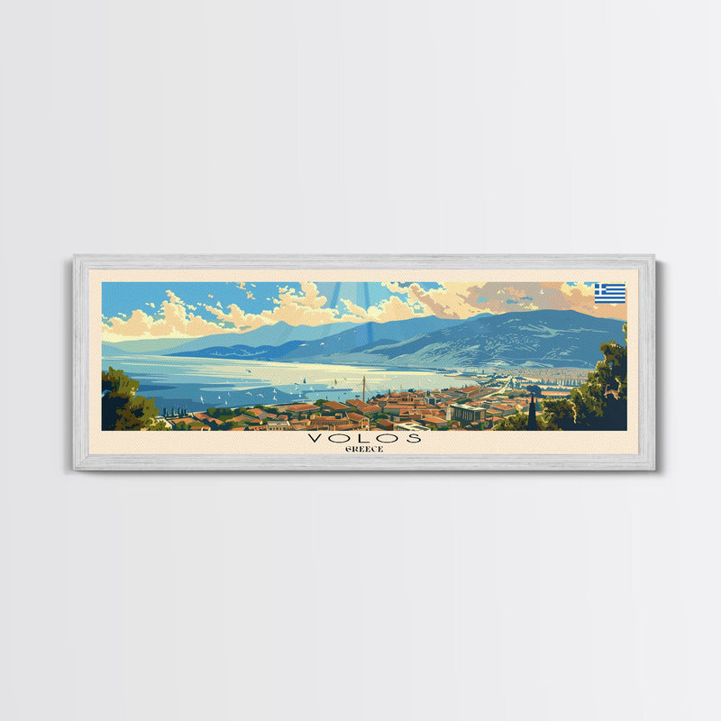 Volos Greece Travel Print Wall Art, Panoramic City Art, Travel Art, Wall Decor, Vacation Gift, Framed Canvas Print Or Metal Art