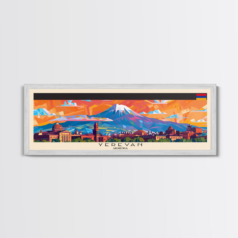 Yerevan Armenia Travel Art, City Art, Framed Canvas Print or Metal Wall Art, Europe Travel Poster, Panoramic Wall Art, Extra Wide Wall Art