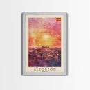 Alcorcón Spain Sunset Skyline Travel Poster Art, Framed Canvas Print, Beautiful Wall Art for Living Room or Bedroom, Home Decoration