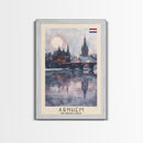 Arnhem Netherlands Travel Poster Framed Canvas Print, Wall Art, Home Decor, Vacation Print, Watercolor Painting, Cityscape Art