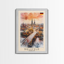 Bielefeld Germany Travel Poster Framed Canvas Print, Watercolor Art, Home Decor, Wall Art, Travel Print, Cityscape Art