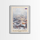 Blagoveshchensk Russia Travel Poster Framed Canvas Print, Wall Art, Home Decor, Travel Print, Winter Scene, Original Art