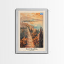 Glyfada Greece Coastline Art, Framed Canvas Print, Living Room Wall Art, Travel Poster, Home Decor, Greek Art