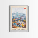 Naberezhnye Chelny Russia Framed Canvas Print, Boho Watercolor Painting, Scenic Wall Art, Travel Poster, Home Decor, Unique Art
