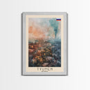 Tyumen Russia Travel Poster Framed Canvas Print, Watercolor Painting, Urban Wall Art, Home Decor, Russian Cityscape, Classic Art