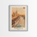 Zaragoza Spain Travel Poster Framed Canvas Print, Watercolor Painting, Urban Wall Art, Home Decor, Spanish Cityscape, Artistic Gift