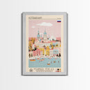 Astrakhan Russia Travel Poster Framed Canvas Print, Midcentury Modern Art, Pop Art Wall Decor, Home Decor, Vacation Gift, Living Room Art