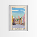 Białystok Poland Travel Poster Framed Canvas Print, Midcentury Modern Art, Pop Art Wall Decor, Home Decor, Vacation Gift, Living Room Art
