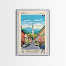 Brčko Bosnia and Herzegovina Travel Poster Framed Canvas Print, Midcentury Modern Art, Pop Art Wall Decor, Home Decor, Living Room Art
