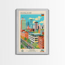 Düsseldorf Germany Travel Poster Framed Canvas Print, Midcentury Modern Art, Pop Art Wall Decor, Home Decor, Vacation Gift, Office Art