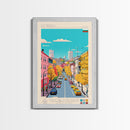 Dobrich Bulgaria Travel Poster Framed Canvas Print, Midcentury Modern Art, Pop Art Wall Decor, Home Decor, Vacation Gift, Living Room Art