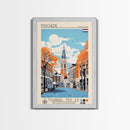 Enschede Netherlands Travel Poster Framed Canvas Print, Midcentury Modern Art, Pop Art Wall Decor, Scenic Wall Art, Bedroom Decoration