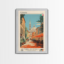 Ferrara Italy Travel Poster Framed Canvas Print, Midcentury Modern Art, Pop Art Wall Decor, Scenic Living Room Art, Bedroom Gift