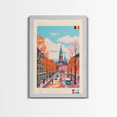 Genk Belgium Travel Poster Framed Canvas Print, Midcentury Modern Art, Pop Art Wall Decor, Home Decor, Vacation Gift, Bedroom Art