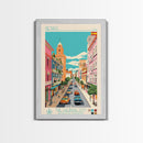 Getafe Spain Travel Poster Framed Canvas Print, Midcentury Modern Art, Pop Art Wall Decor, Scenic Wall Art, Bedroom Decoration