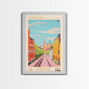 Hämeenlinna City in Finland Finland Travel Poster Framed Canvas Print, Midcentury Modern Art, Pop Art Wall Decor, Home Decor, Vacation Gift, Bedroom Art