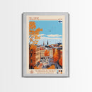 Helsinki Finland Travel Poster Framed Canvas Print, Midcentury Modern Art, Pop Art Wall Decor, Scenic Bedroom Art, Office Decoration