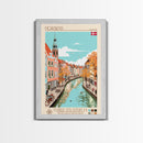 Horsens Denmark Travel Poster Framed Canvas Print, Midcentury Modern Art, Pop Art Wall Decor, Home Decor, Vacation Gift, Office Art