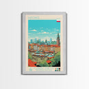 Katowice Poland Travel Poster Framed Canvas Print, Midcentury Modern Art, Pop Art Wall Decor, Home Decor, Vacation Gift, Office Art