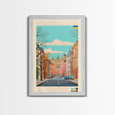 Khmelnytskyi Ukraine Travel Poster Framed Canvas Print, Midcentury Modern Art, Pop Art Wall Decor, Scenic Wall Art, Living Room Decoration, Office Gift