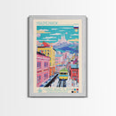 Krasnoyarsk Russia Travel Poster Framed Canvas Print, Midcentury Modern Art, Pop Art Wall Decor, Scenic Bedroom Art, Office Decoration