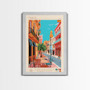 Murcia Spain Travel Poster Framed Canvas Print, Midcentury Modern Art, Pop Art Wall Decor, Scenic Wall Art, Bedroom Decoration