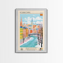 Norrköping Sweden Travel Poster Framed Canvas Print, Midcentury Modern Art, Pop Art Wall Decor, Home Decor, Vacation Gift, Office Art
