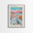 Novokuznetsk Russia Travel Poster Framed Canvas Print, Midcentury Modern Art, Pop Art Wall Decor, Scenic Wall Art, Living Room Decoration, Office Art