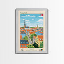 Odense Denmark Travel Poster Framed Canvas Print, Midcentury Modern Art, Pop Art Wall Decor, Scenic Wall Art, Living Room Decoration, Office Art