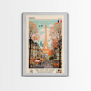 Paris France Travel Poster Framed Canvas Print, Midcentury Modern Art, Pop Art Wall Decor, Scenic Wall Art, Living Room Decoration, Office Gift