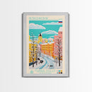 Petrozavodsk Russia Travel Poster Framed Canvas Print, Midcentury Modern Art, Pop Art Wall Decor, Scenic Living Room Art, Bedroom Gift