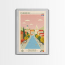 Požarevac Serbia Travel Poster Framed Canvas Print, Midcentury Modern Art, Pop Art Wall Decor, Scenic Living Room Art, Bedroom Decor