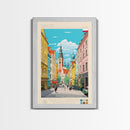 Radom Poland Travel Poster Framed Canvas Print, Midcentury Modern Art, Pop Art Wall Decor, Scenic Living Room Art, Bedroom Decor