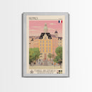 Rennes France Travel Poster Framed Canvas Print, Midcentury Modern Art, Pop Art Wall Decor, Scenic Wall Art, Living Room Decoration, Office Gift