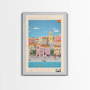 Santa Cruz de Tenerife Spain Travel Poster Framed Canvas Print, Midcentury Modern Art, Pop Art Wall Decor, Living Room Art, Bedroom Decoration