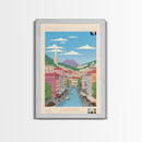 Sarajevo Bosnia and Herzegovina Travel Poster Framed Canvas Print, Midcentury Modern Art, Pop Art Wall Decor, Home Decor, Office Decoration