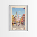 Subotica Serbia Travel Poster Framed Canvas Print, Midcentury Modern Art, Pop Art Wall Decor, Living Room Art, Home Decoration