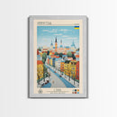 Vinnytsia Ukraine Travel Poster Framed Canvas Print, Midcentury Modern Art, Pop Art Wall Decor, Living Room Art, Scenic Wall Art