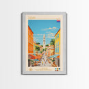 Zadar Croatia Travel Poster Framed Canvas Print, Midcentury Modern Art, Pop Art Wall Decor, Living Room Art, Vacation Gift