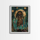 Halloween Creepy Sea Monster Framed Canvas Print, Wall Art, Living Room Decor, Halloween Decoration, Scary Creature Art, Haunted House Decor