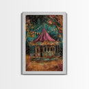 Nighttime Haunted Forest Path Framed Canvas Print, Halloween Wall Art, Spooky Home Decor, Eerie Artwork, Ghostly Path Decoration